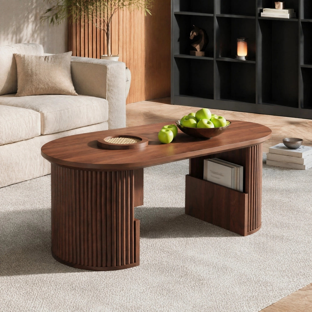 TAVOLINO DA SALOTTO OVALE 105x50x46,5 cm Noce MDF