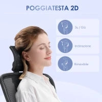 Sedia da Ufficio Ergonomica con Altezza Regolabile, Supporto Lombare e Poggiatesta, 66x61x106-116cm Nero