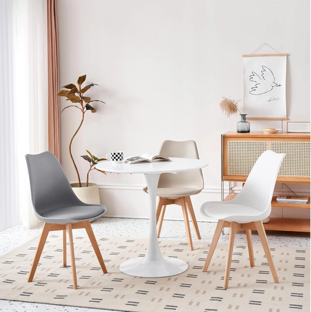 GrandCA HOME Tavolo da pranzo rotondo moderno 80 cm con piedistallo in design a tulipano, tavolo per il tempo libero Mid-Century per cucina, sala da pranzo e soggiorno…