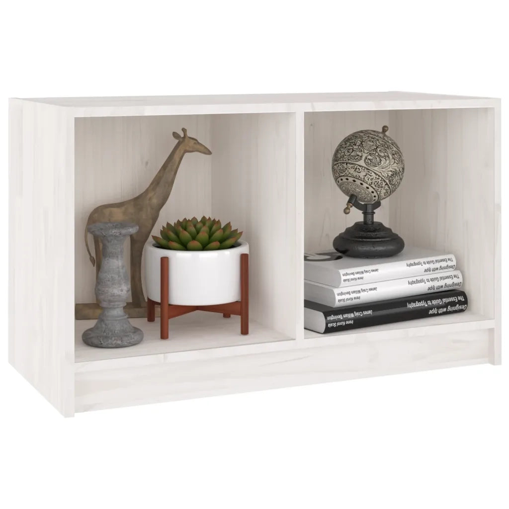 Mobile Porta TV Bianco 70x33x42 cm in Legno Massello di Pino 809943
