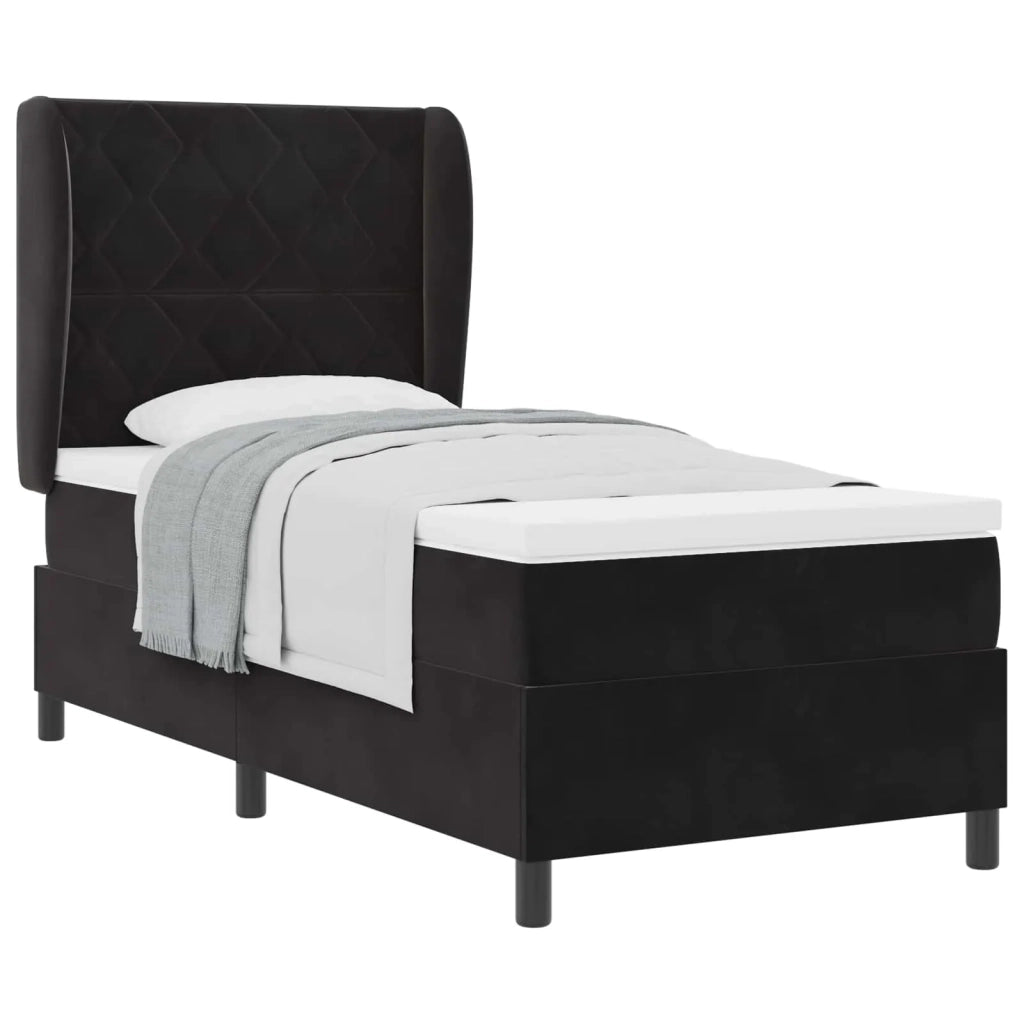 Letto a molle con materasso Nero 200 x 90 cm Velluto 3340966
