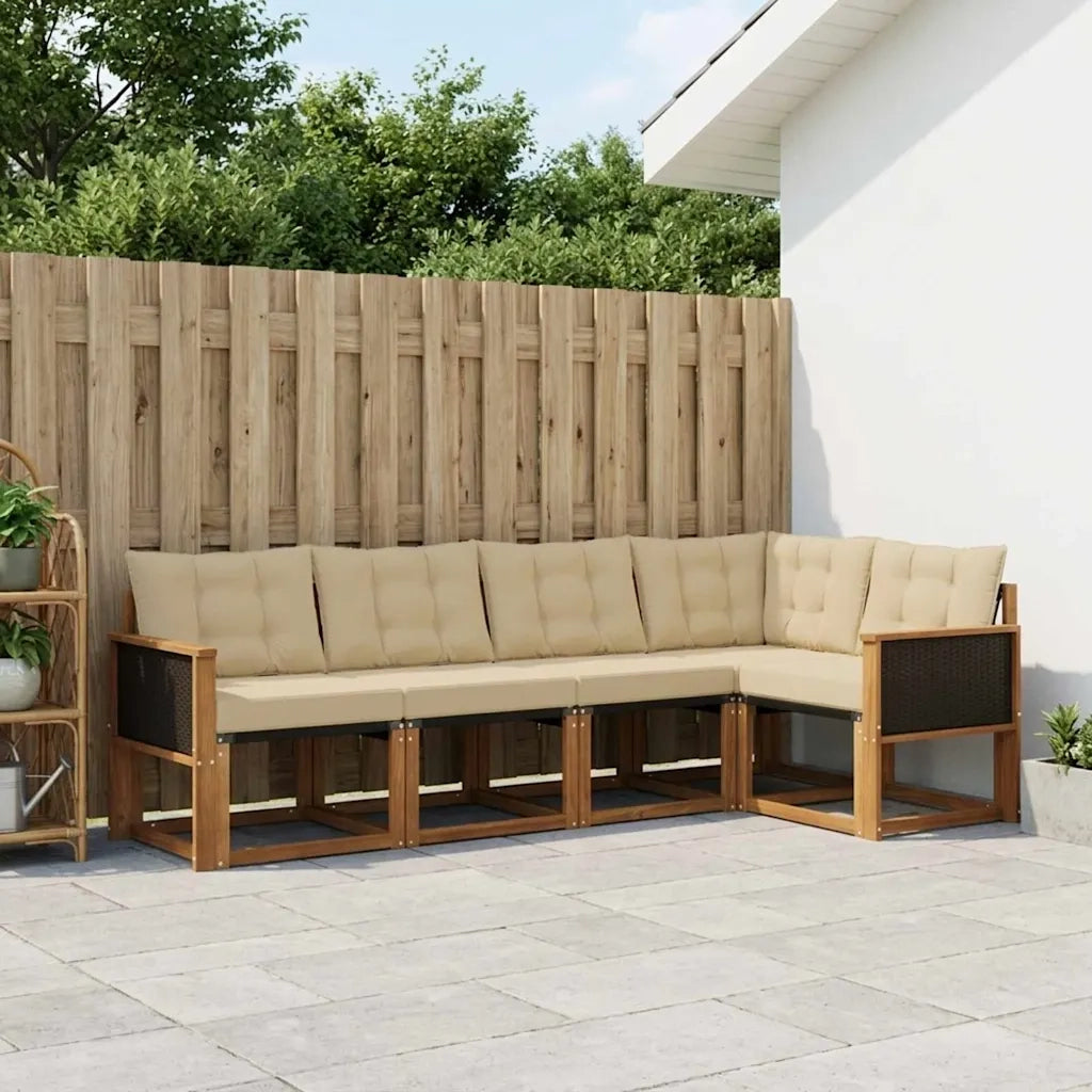 Set di divani da esterno con cuscino 6 pcs Naturale e Beige 3381961