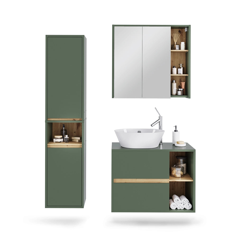 Vicco Set di mobili da bagno Verde/Artigianale 3 parti
