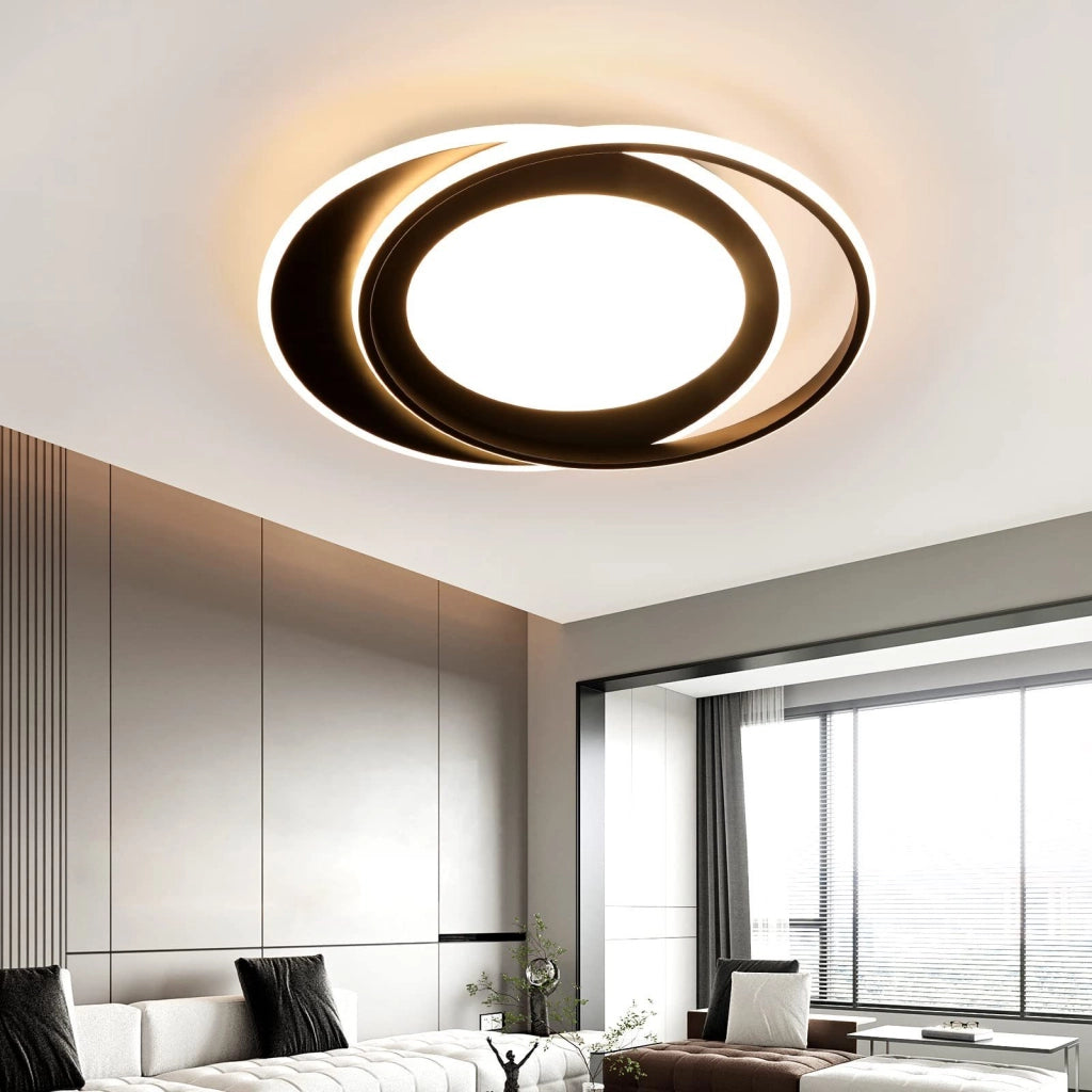 ZMH Lampada da soffitto plafoniera LED moderna doppio anello striscia acrilico telecomando
