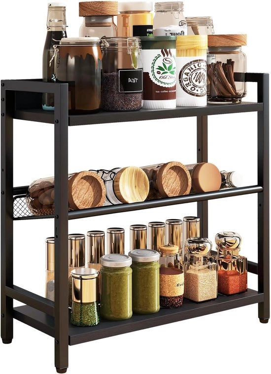 Organizzatore per lavoro in cucina - Raccoglitore per desktop - Design industriale - 3 strati - Nero