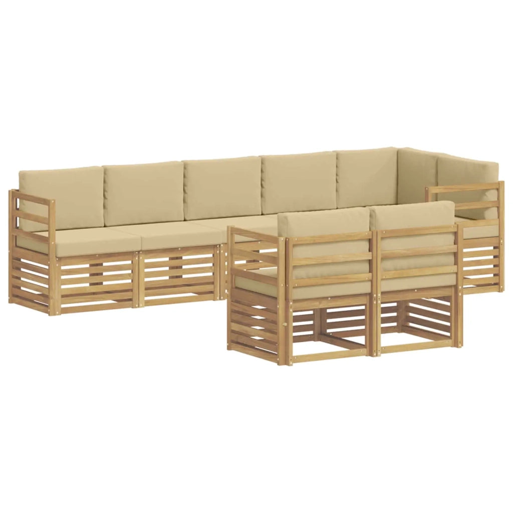 Set di divani da esterno 8 pcs Bianco e Beige