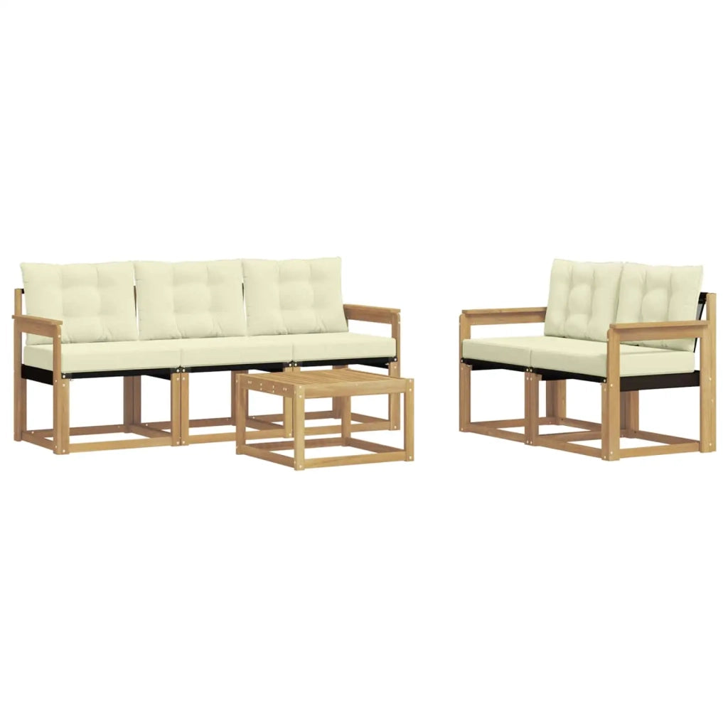 Set di divani da esterno con cuscino 6 pcs Bianco e Crema 3389204
