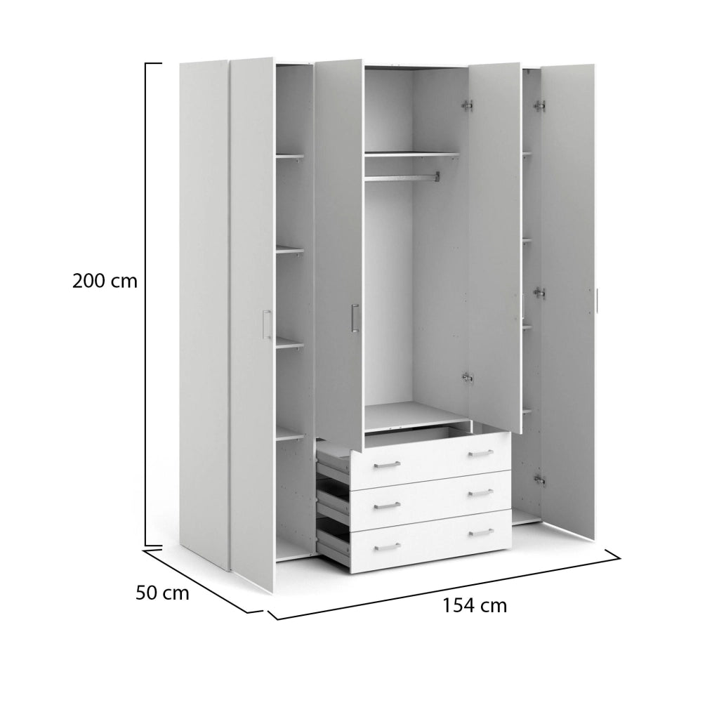 Armadio Camera da Letto Amoruccio, Guardaroba Grande Appendiabiti, 49.5x200.4h cm Bianco