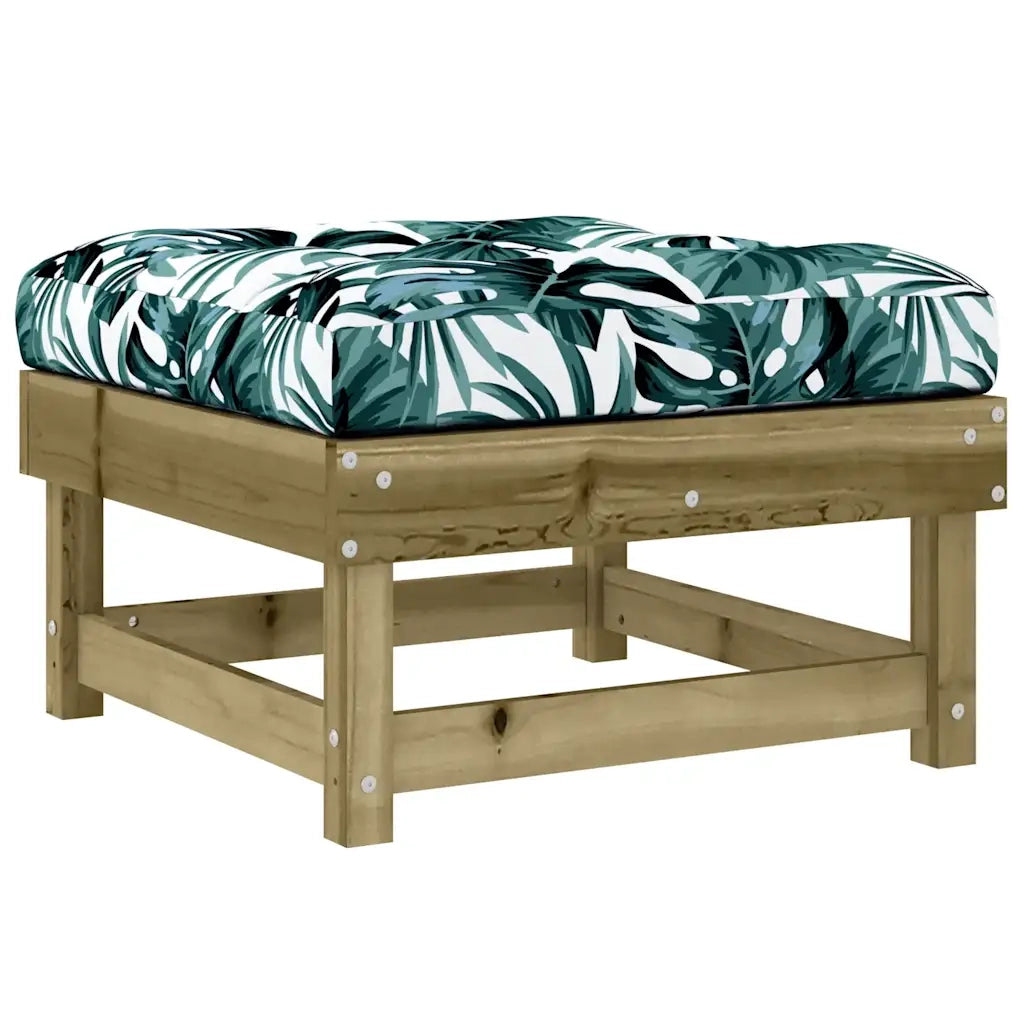 Sedia da giardino-Poggiapiedi da Giardino con Cuscino in Legno Impregnato di Pino 307594