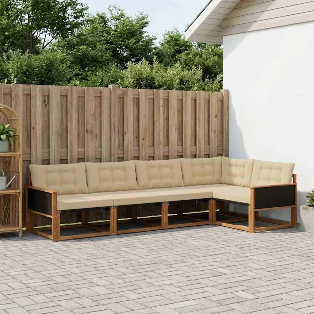 Set di divani da esterno 5 pz Naturale e Beige 3381417