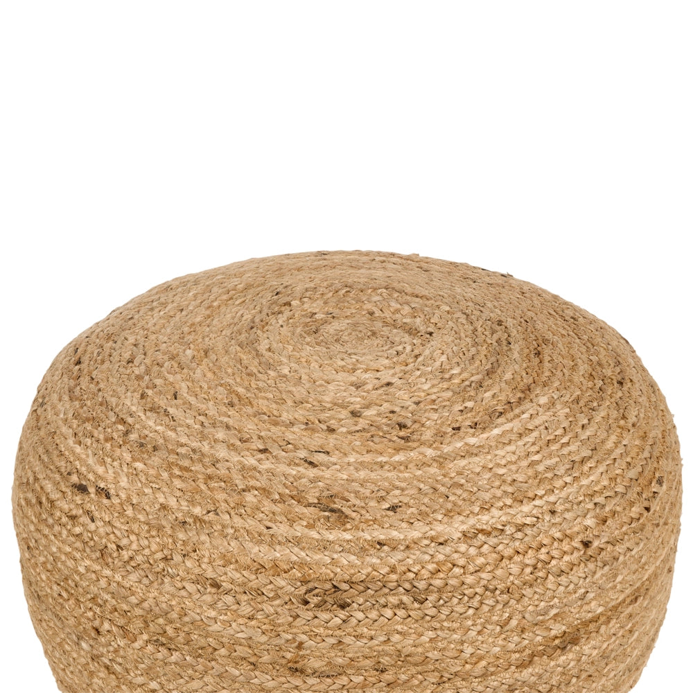 Pouf rotondo in iuta beige con imbottitura in perline di EPS, 70 x 70 cm, stile boho