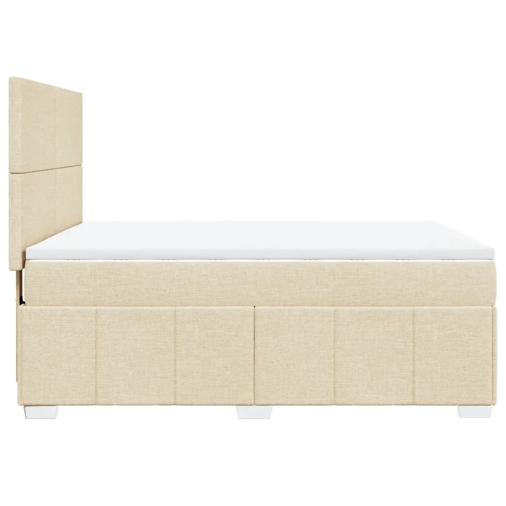 vidaXL Giroletto a Molle con Materasso Crema 140x19 cm in Tessuto