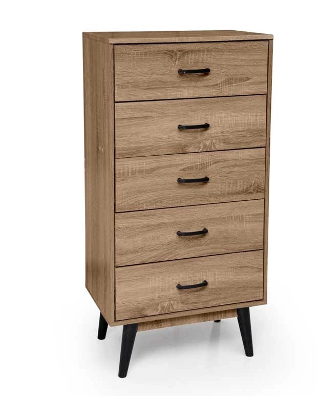 ARES CASSETTIERA A 5 CASSETTI IN LEGNO 60 X 40 X 118 CM COLORE NOCE