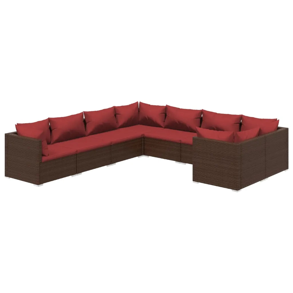 Set Divani da Giardino 8 pz con Cuscini in Polyrattan Marrone cod mxl 35199