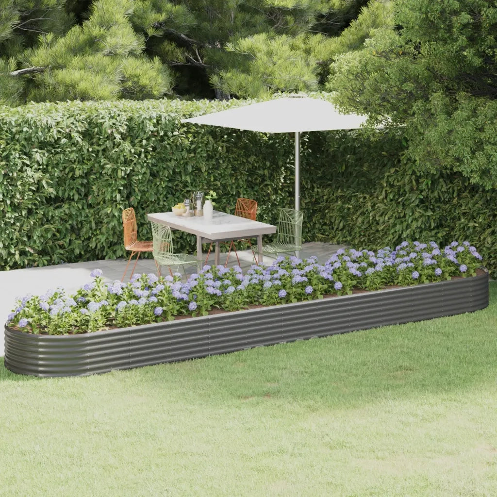 Fioriere | Cassetta per fiori | Letto Giardino Acciaio Zincato 507x100x36cm Grigio