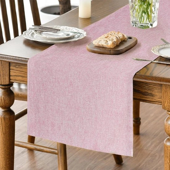 Tavolo da Pranzo in Tela Rosa, Decorazione da Cucina e Sala, 40x180 cm