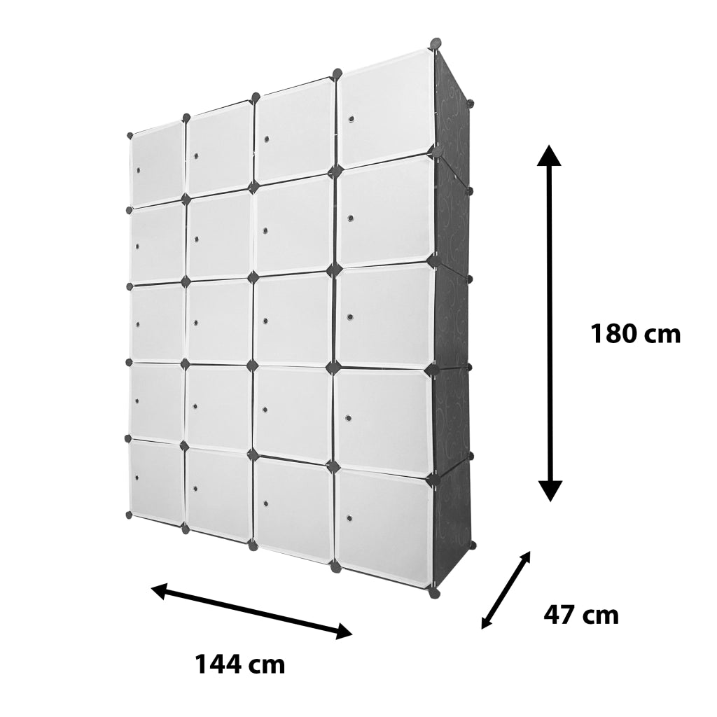 Guardaroba Cubo Personalizzabile Boxed Premium 20 Cubi/Ante 183x147x47 cm Nero