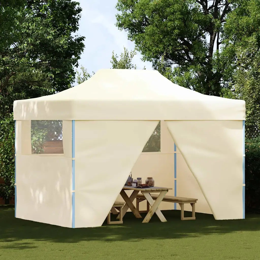 Gazebo Professionale Pieghevole con 4 Pareti 3x4m Acciaio Crema 48894