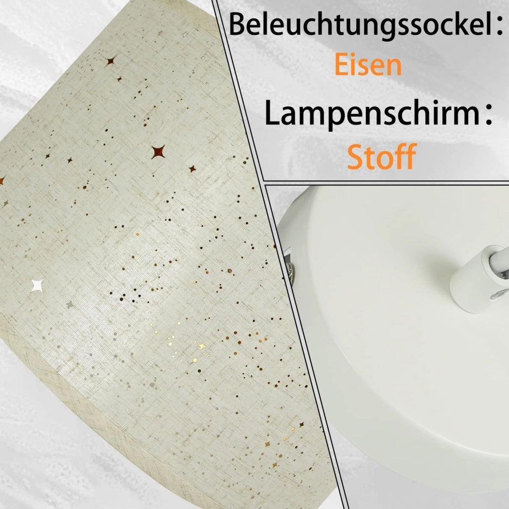 Lampada a sospensione ZMH metallo bianco 38cm E27 moderna paralume tessuto design base a stella senza lampadina