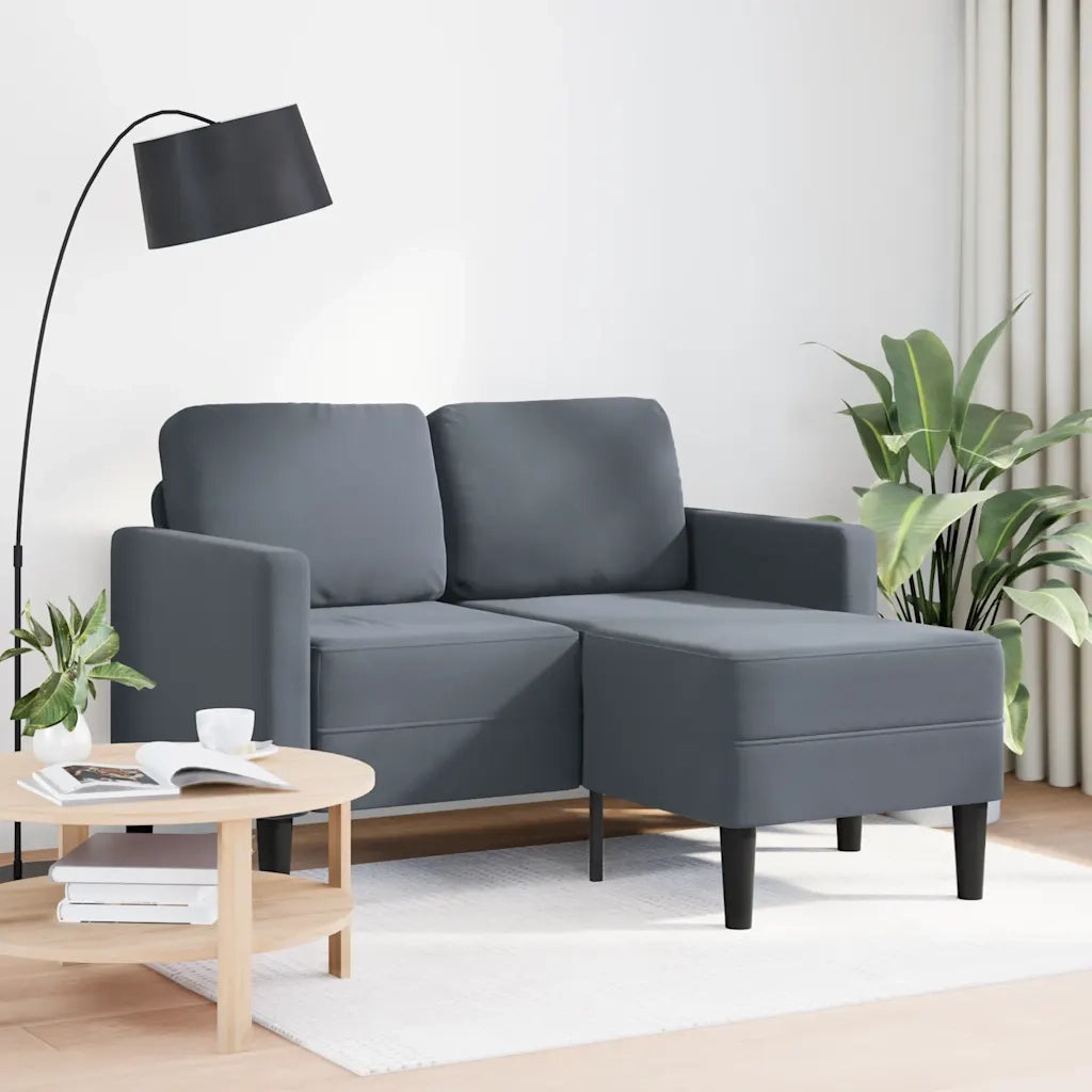 Divano 2 Posti con Chaise a L Grigio scuro 125 cm in Velluto 4107070