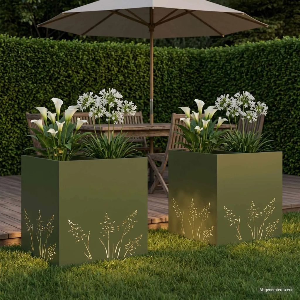 Vaso da giardino 2 pz Verde Oliva 50 x 50 x 49 cm 8005799