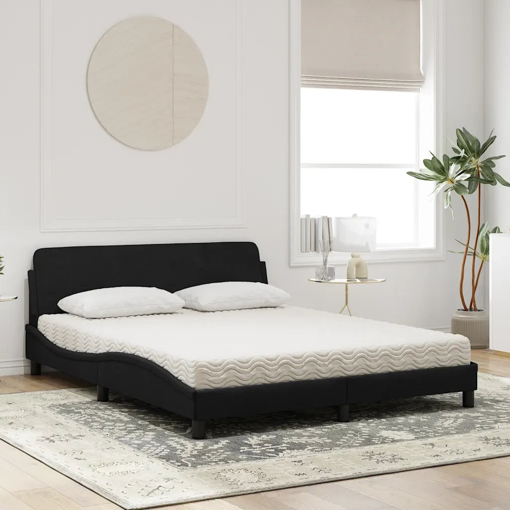 Letto con Materasso Dover Nero 160x200 cm in Velluto 3208433