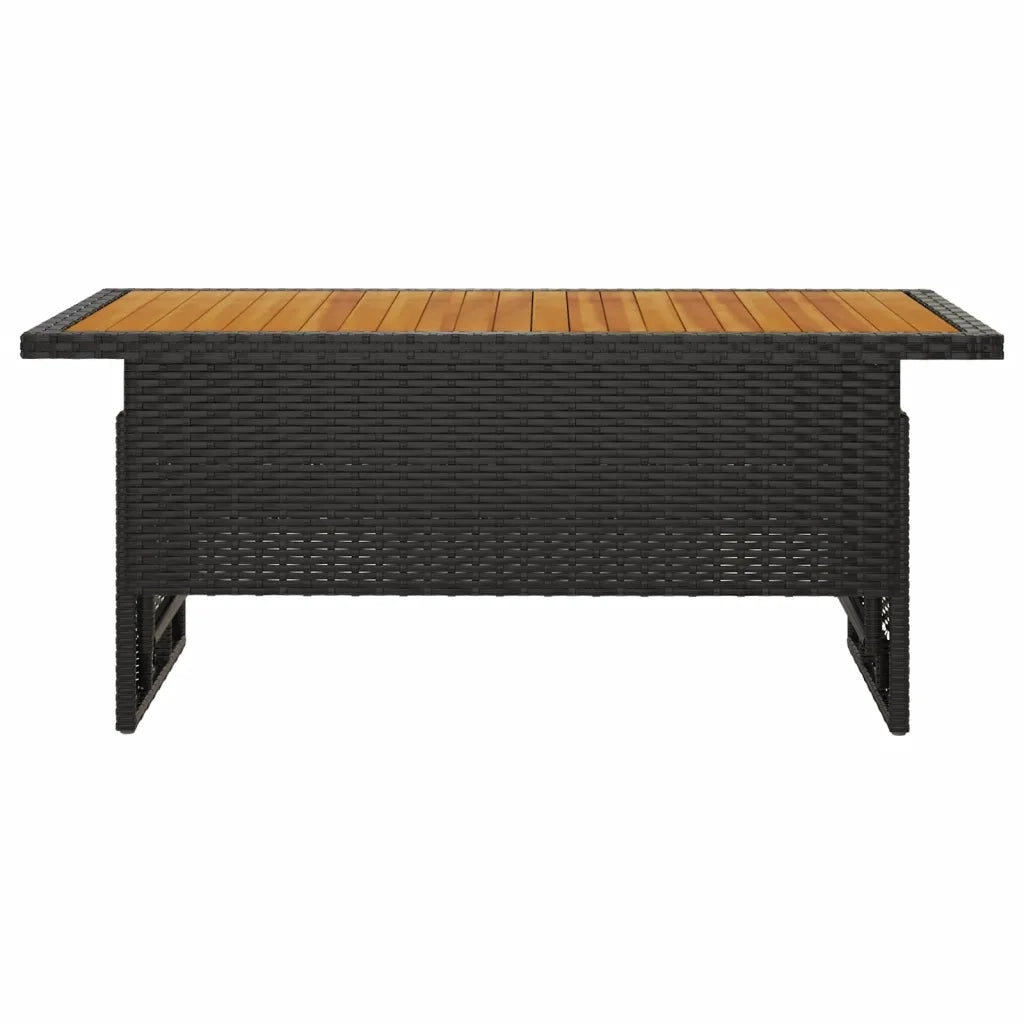Tavolo Giardino | Tavolino da esterno Nero 100x50x43/63cm Massello Acacia Polyrattan