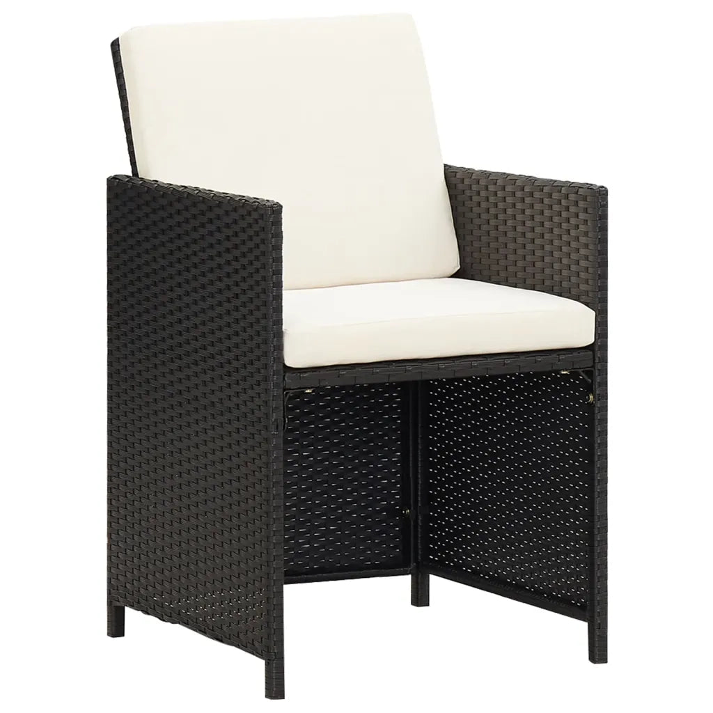 Set da Pranzo per Giardino 17 pz con Cuscini in Polyrattan Nero 3095628