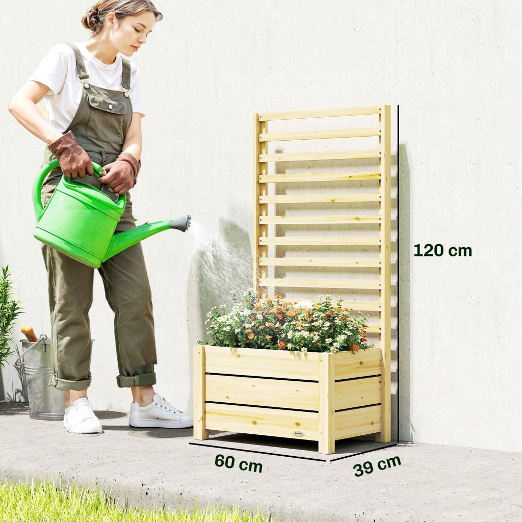 Fioriera con griglia e schermo ¨C zephmum ¨C legno naturale 60x39x120 cm