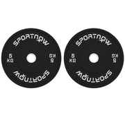SET 2 DISCHI PESI DA 5KG IN GOMMA CON FORO DA 2"/5 CM PER MANUBRI E BILANCIERI NERO