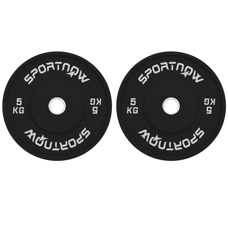 SET 2 DISCHI PESI DA 5KG IN GOMMA CON FORO DA 2"/5 CM PER MANUBRI E BILANCIERI NERO