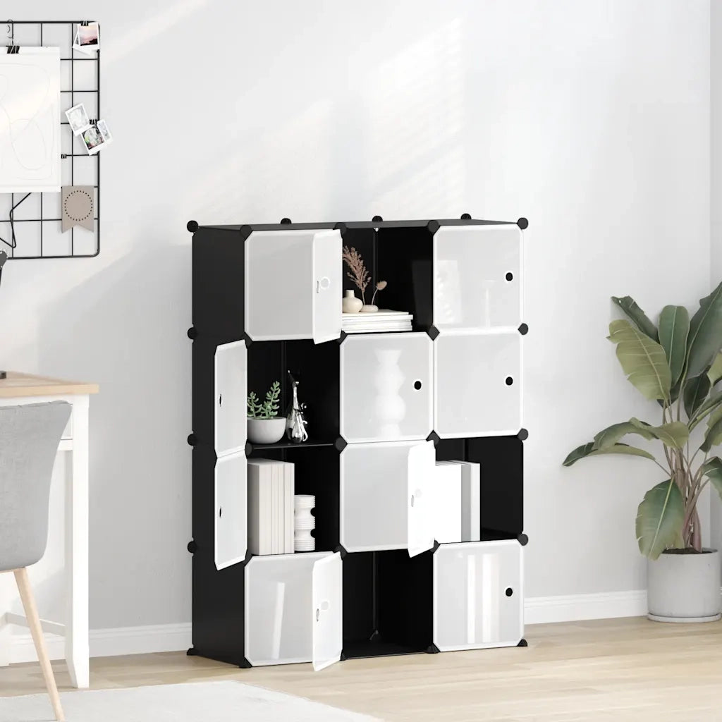 Organizzatore Portaoggetti con 12 Cubi e Ante Trasparenti in PP CFW7968268