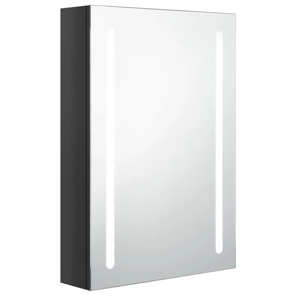 Mobile da bagno con specchio LED 50 x 13 x 70 cm nero lucido 02_0006614