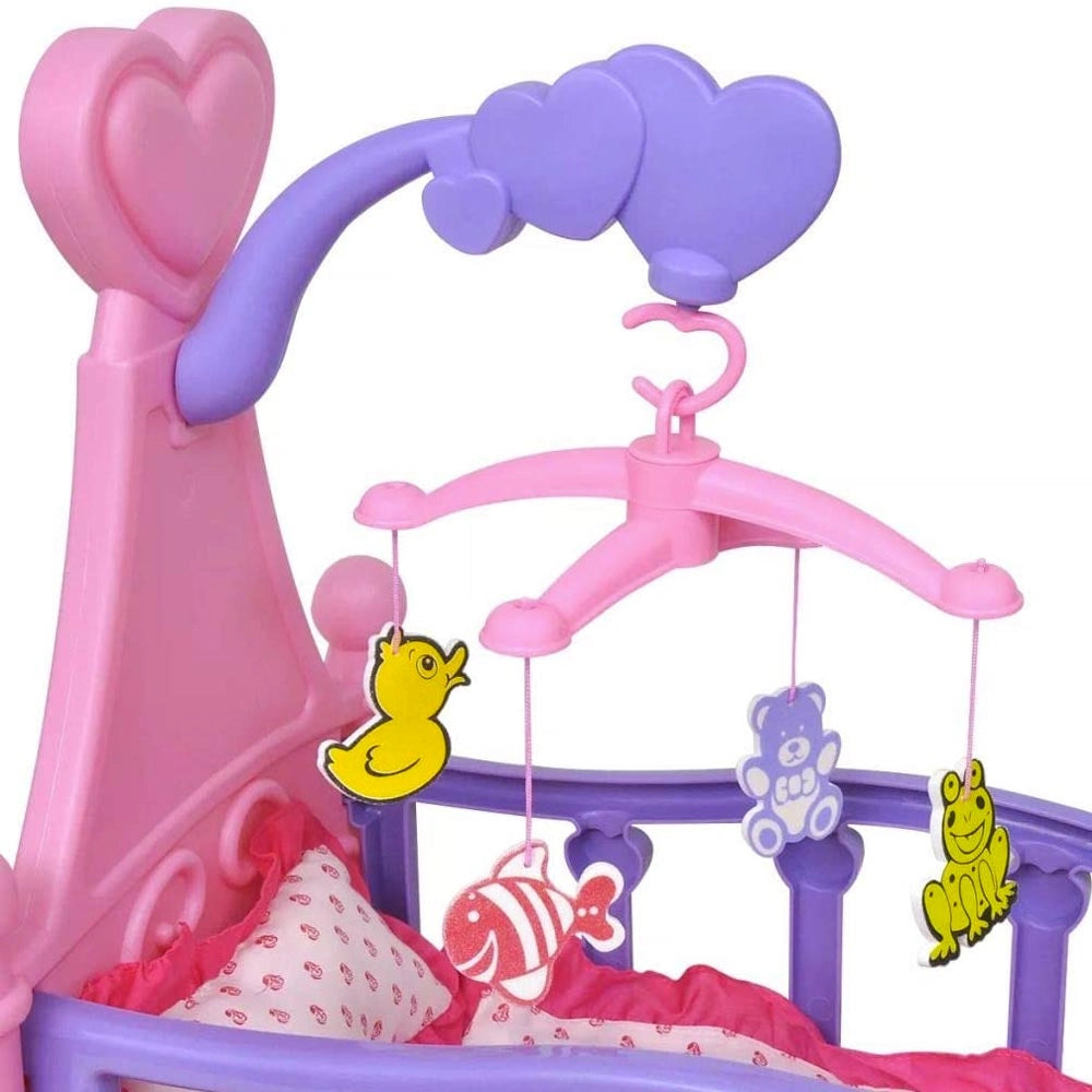 Culla per Bambole Lettino Culletta Bambolotto con Giostrina Giocattolo Bambini