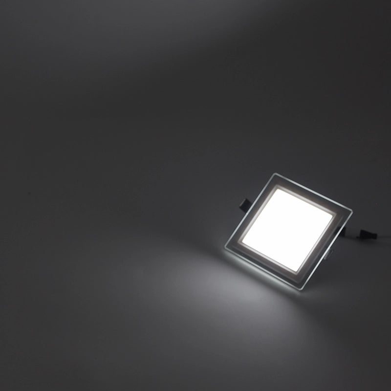 PANNELLO LED 9W QUADRATO BIANCO DA INCASSO PER CONTROSOFFITTI CCT SLIM VETRO E CON TRE OPZIONI DI TEMPERATURA COLORE