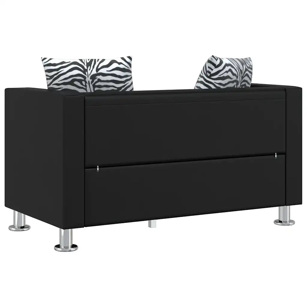 Divano a 2 Posti-Sofa 2 Posti in Similpelle Nera