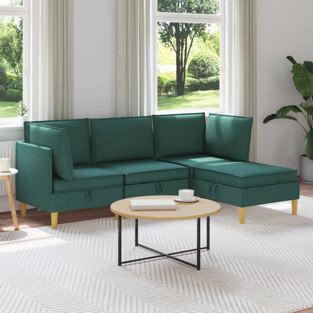 Set di mobili per il soggiorno 4 pcs Verde Scuro Tessuto 3413700