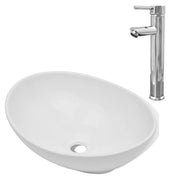 Lavello Bagno con Miscelatore in Ceramica Ovale Bianco CFW8626029
