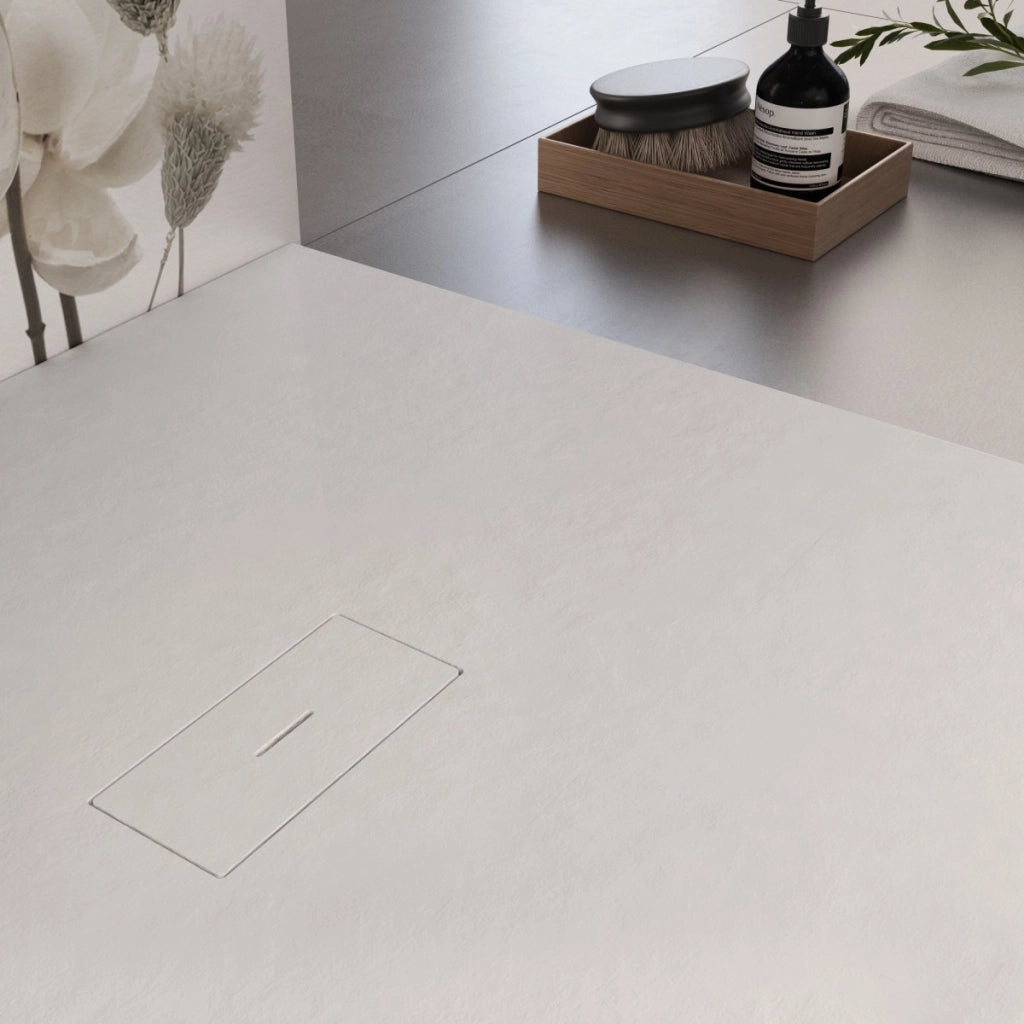 Piatto doccia in marmoresina bianco effetto pietra cemento maka, misura 90x190