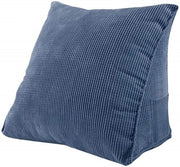 Cuscino di supporto per la schiena - Cuscino di riposo - Disegno triangolare con tasca di ripostiglio e cuscino cilindrico regolabile - 1 pezzo - Per leggere/ guardare TV a letto o su divano blu