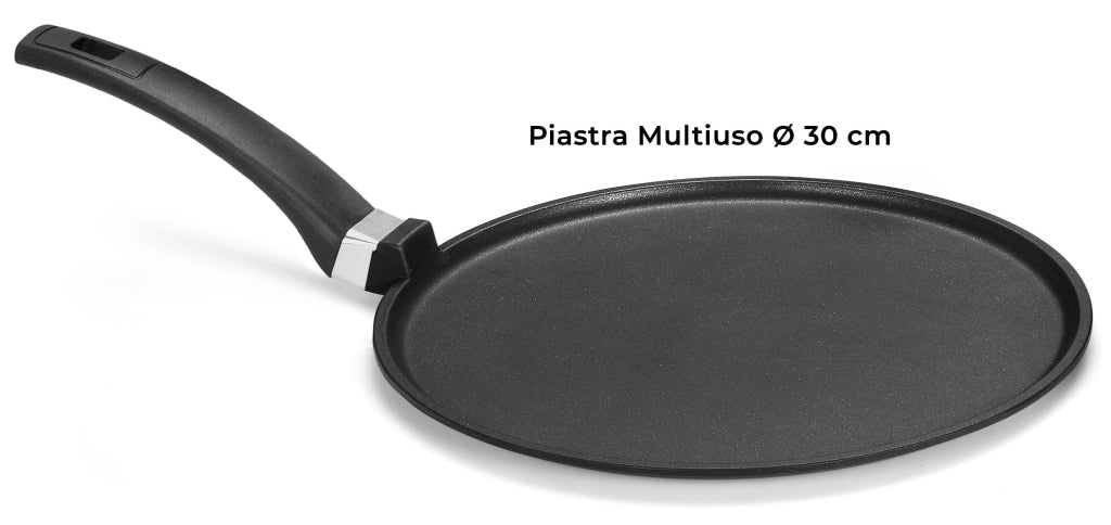 Set 4 Pezzi Bistecchiera + Piastra Multiuso in Alluminio Pressofuso Antiaderente Olympia Supreme
