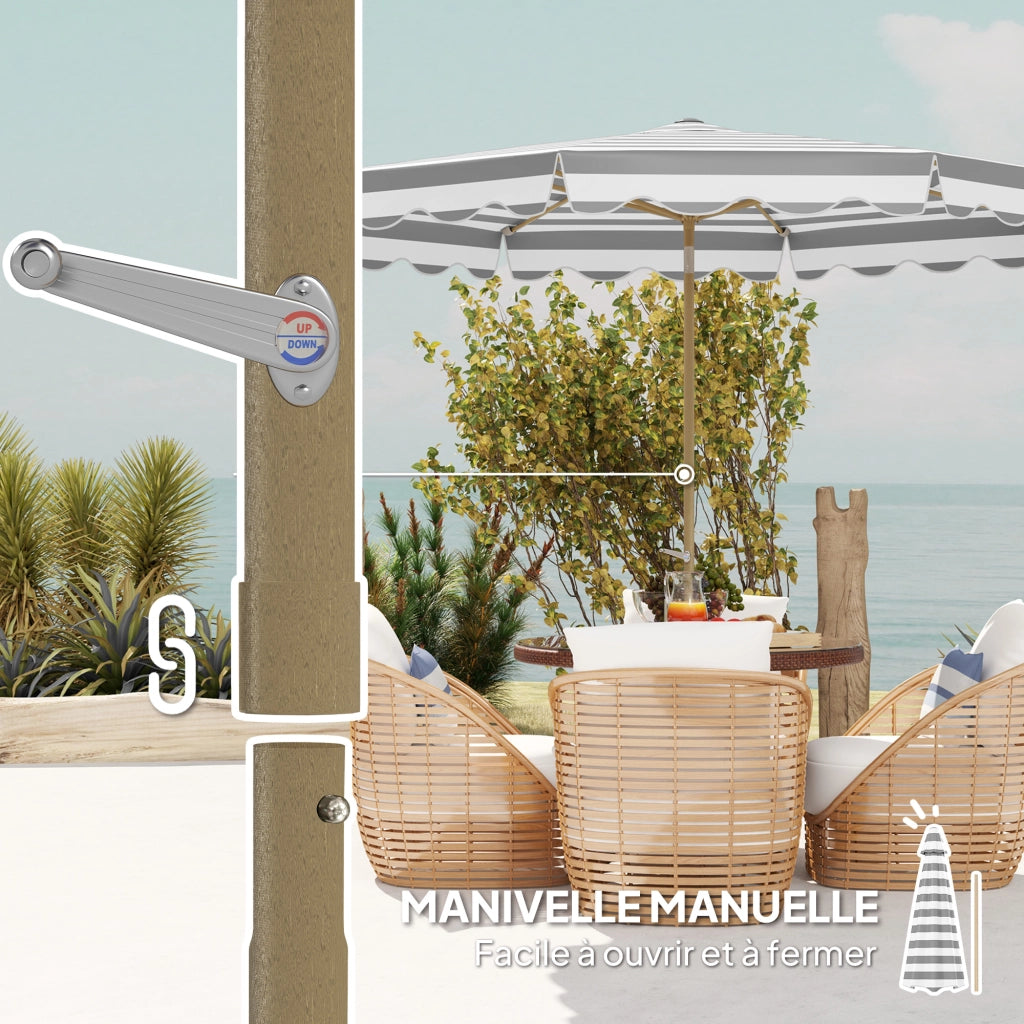 Parasole da giardino inclinabile ottagonale ¨C zephmum ¨C grigio chiaro ? 2.7x2.4 m