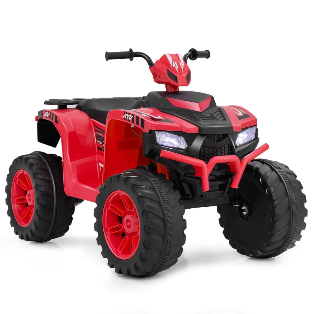 ATV elettrico per bambini da 24V, Veicolo a quattro ruote con musica radio pneumatici a battistrada luci a LED Rosso-Macchinine giocattoli