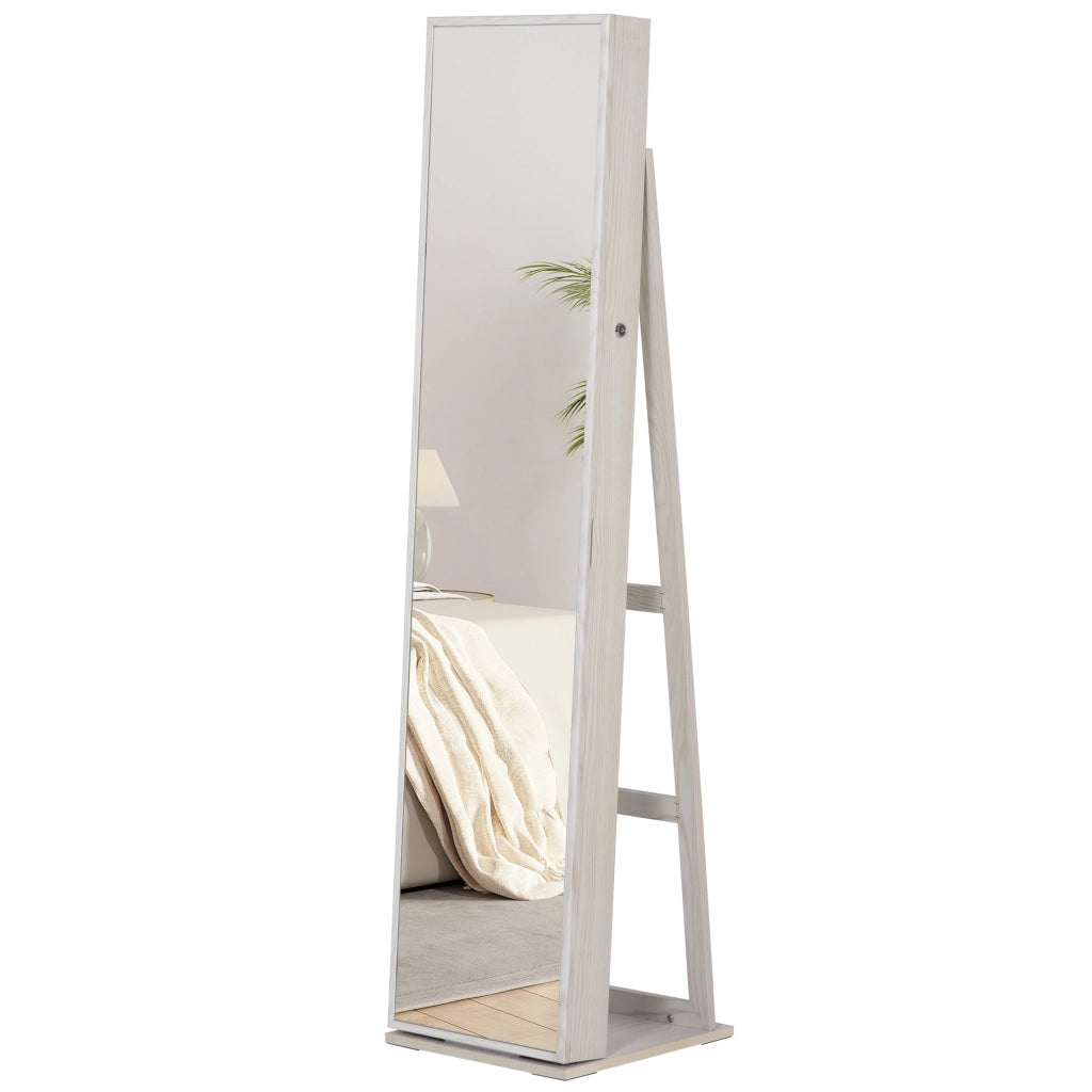 Armadio da trucco con specchio e illuminazione LED ¨C zephmum ¨C bianco 38x38x157 cm