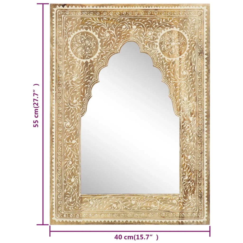 Specchio Dipinto a Mano 40x55 cm in Legno Massello di Mango 286156