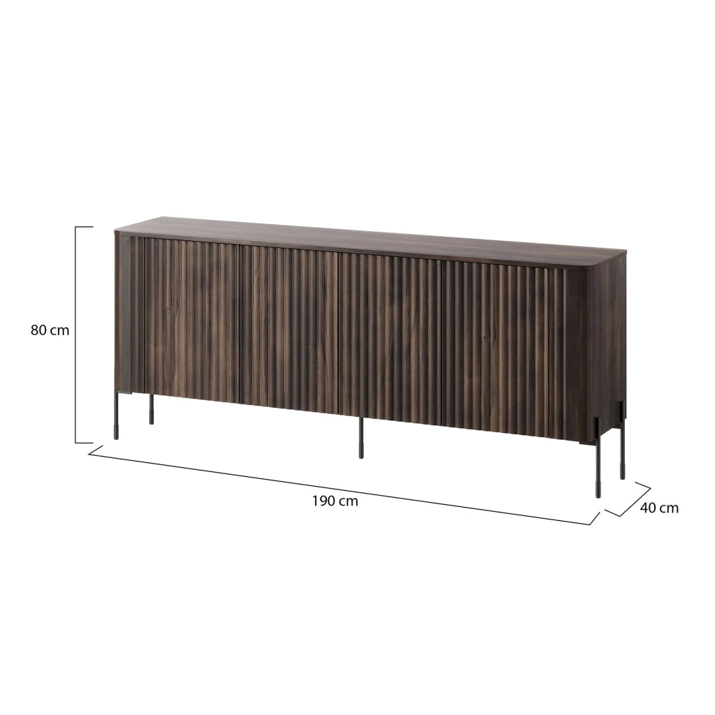 Madia Laion, Credenza 4 Ripiani, 190x40x80h cm Marrone Noce