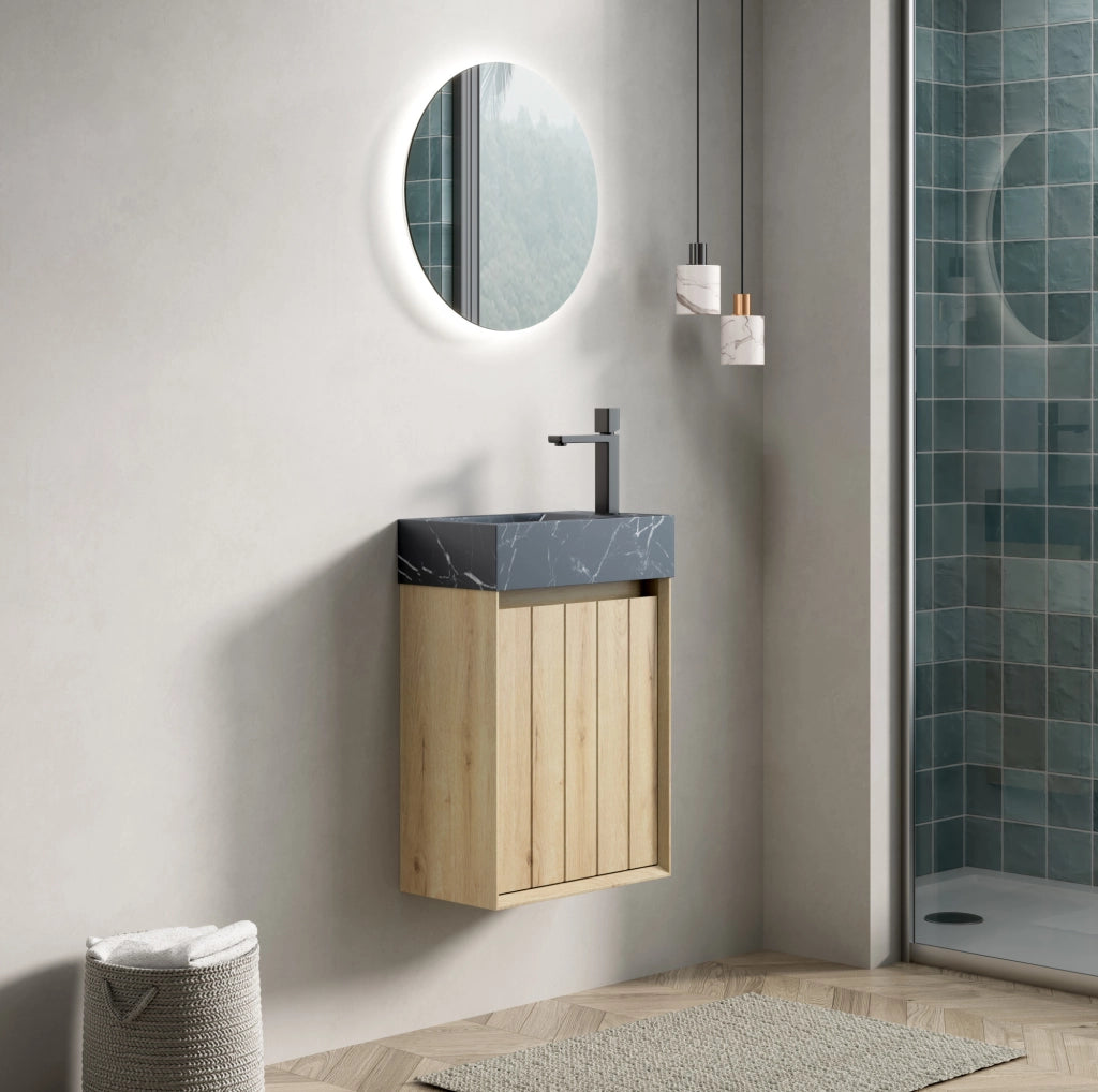 Mobile bagno compatto con lavabo integrato in marmo naturale