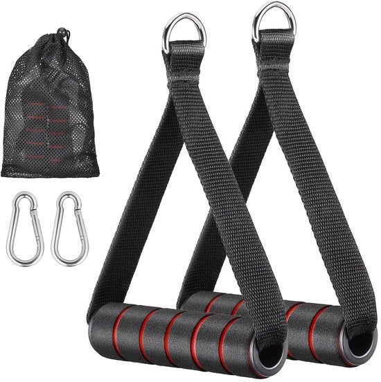 Manubri di traino per cavi 2 pezzi - Manubri ergonomici per allenamento - Manubri di traino antiscivolo - Resistenti alla sudorazione - Realizzati in ABS duraturo - Capacità di carico massima 200 kg