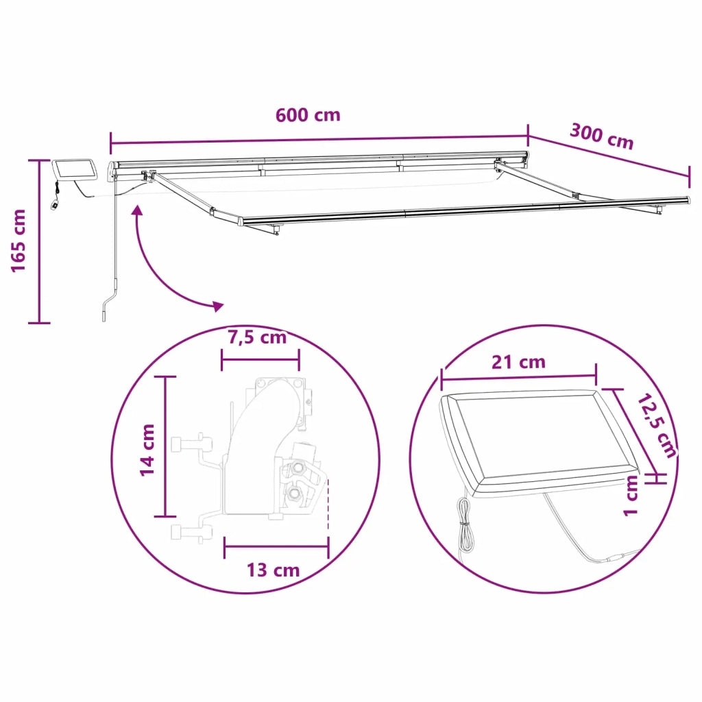 Tenda Retrattile Sabbia 600 × 300 cm Tessuto e acciaio 3426475
