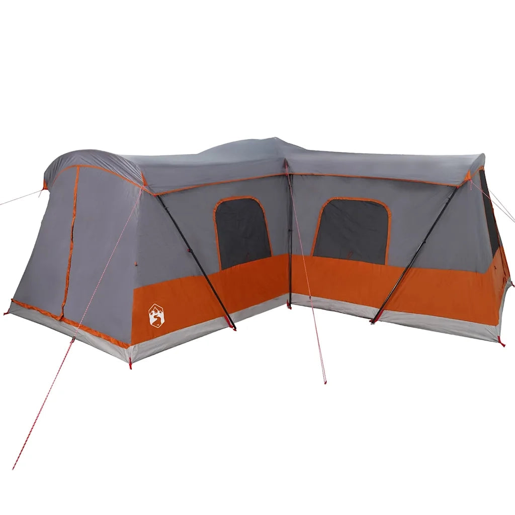 Tenda per 16 persone-Tenda da campeggio Grigio e arancione 680 x 510 x 210 cm